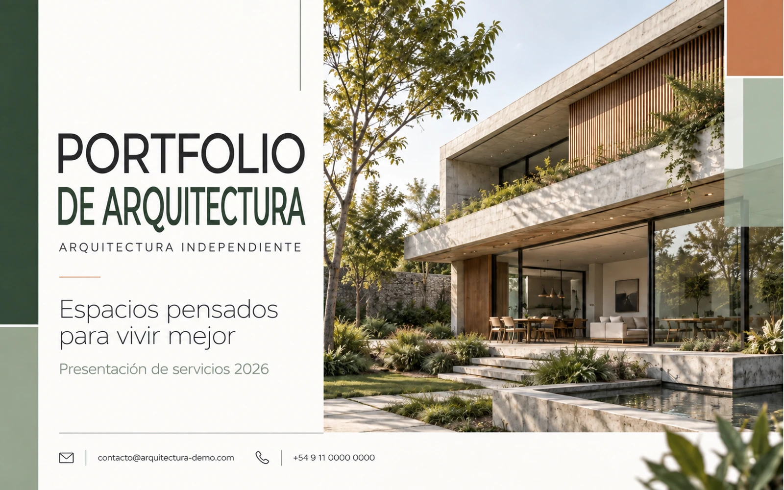 Portada ficticia de una presentación profesional de arquitectura